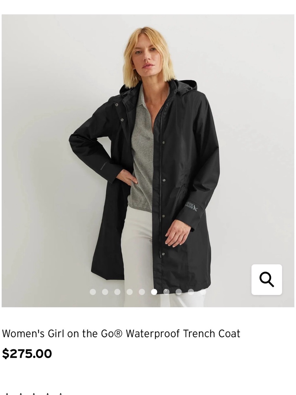 Eddie Bauer Black Waterproof Trench Coat with Hood